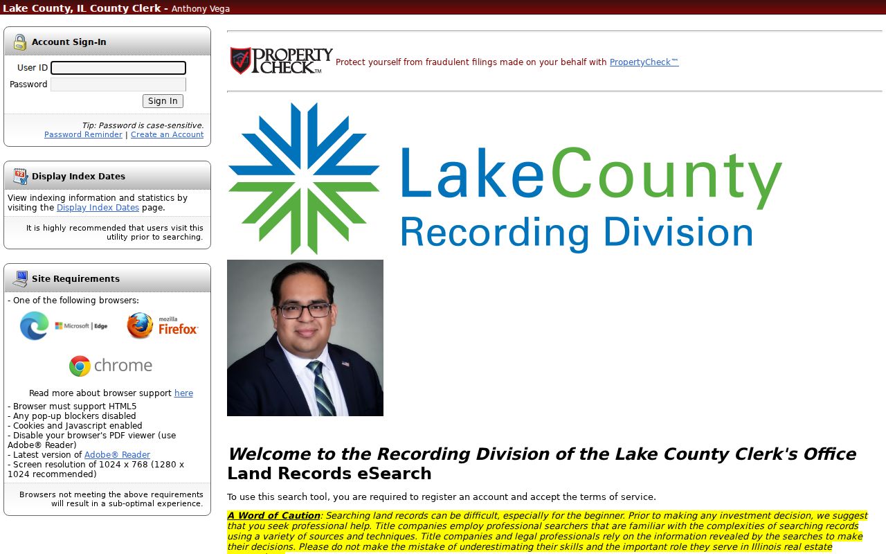 Lake County deed index for the Zion residents directory