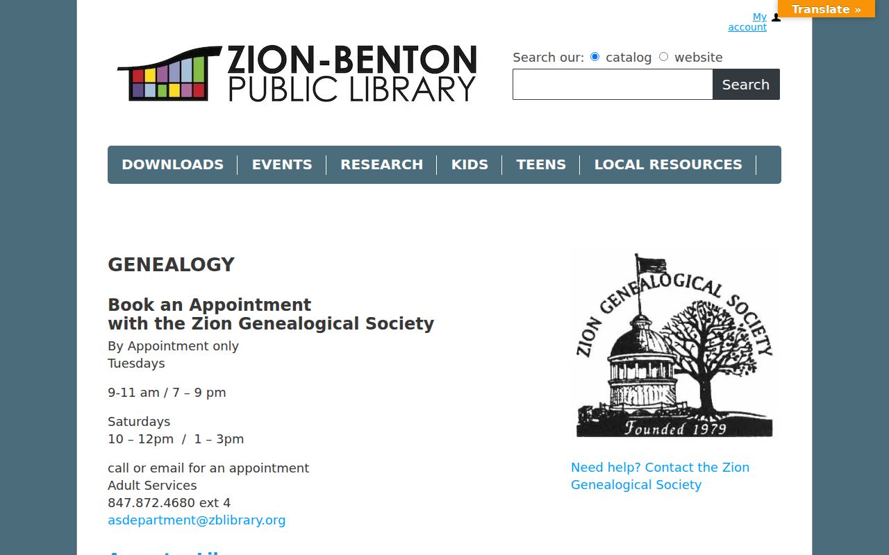 Zion-Benton Library resources for the Zion residents directory