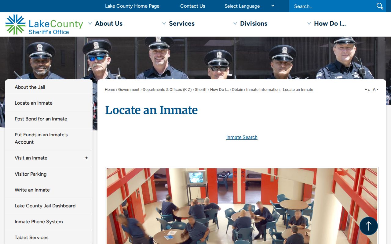 Zion neighbors Lake County official inmate locator screen