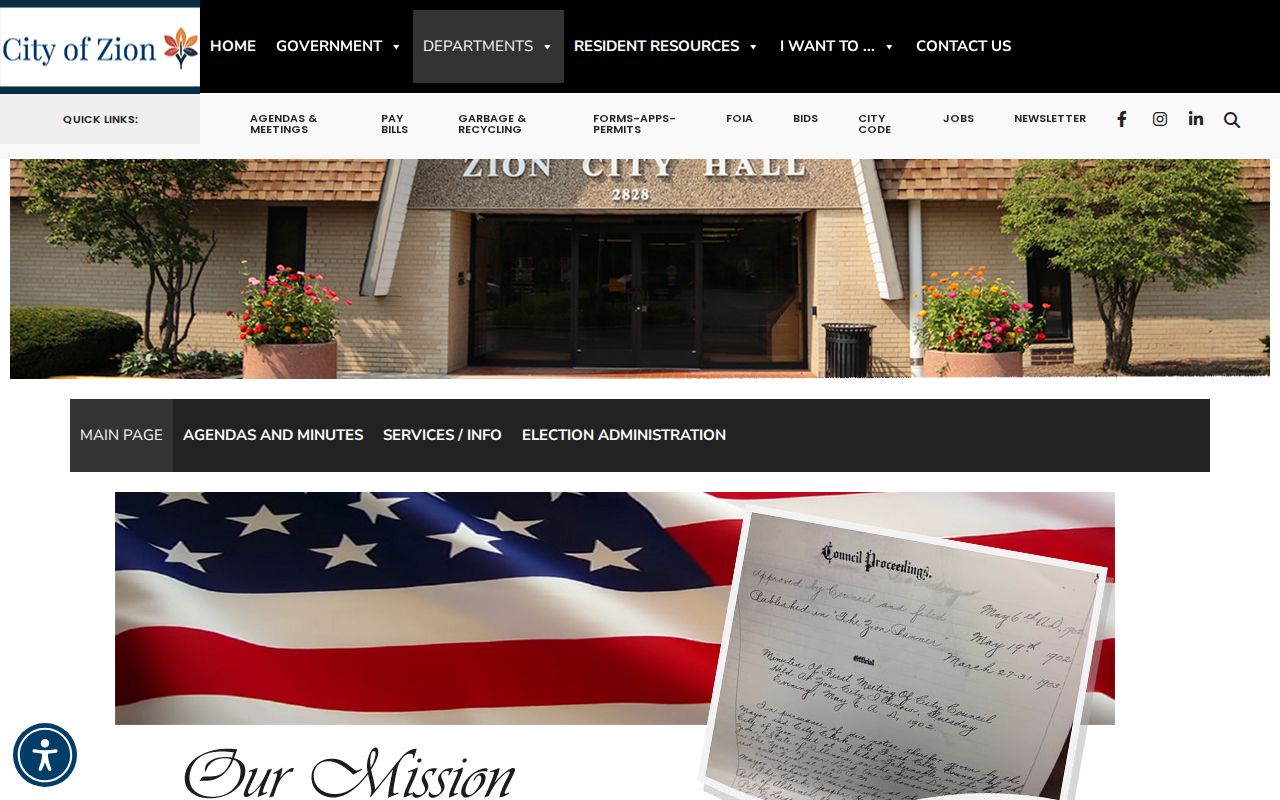Zion neighbors City Clerk public records contact page