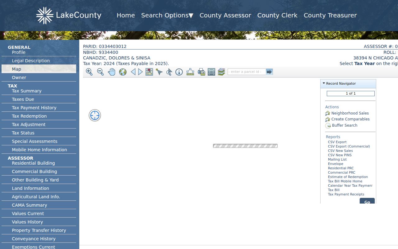 Zion street directory sample Lake County parcel record