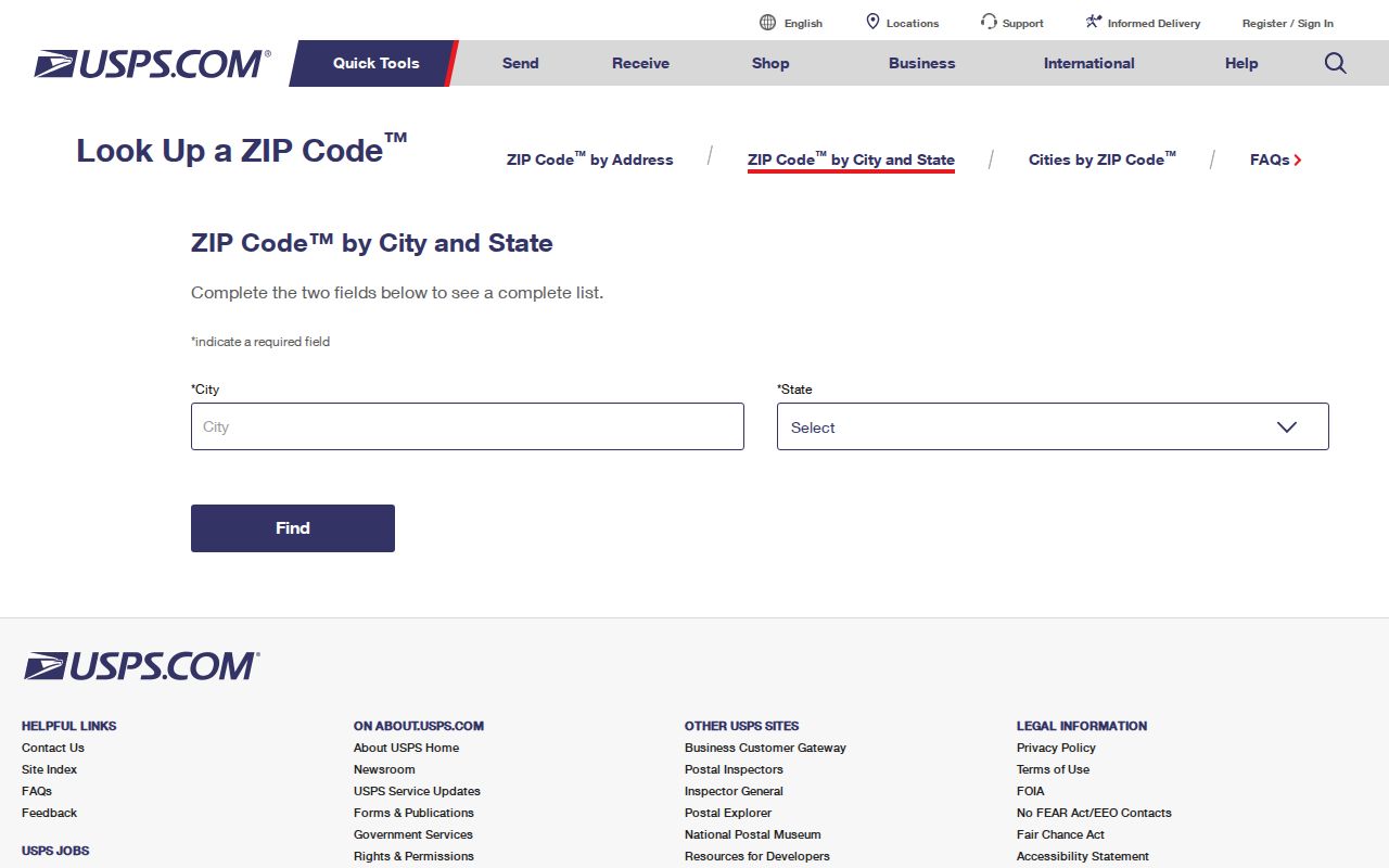 USPS city and state ZIP lookup used for Zion 60099